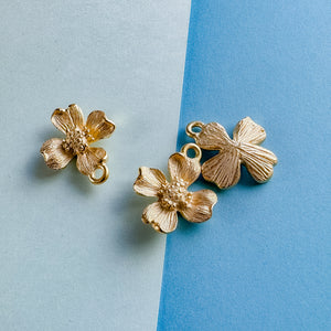 16mm Satin Gold Dogwood Flower Charm