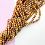 6mm Caramel Crackle Round Agate Strand