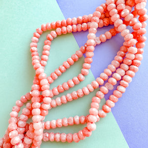 8mm Blush Mauve Faceted Dyed Jade Rondelle Strand