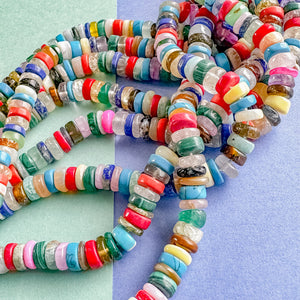 6mm Multi Stone Candy Rondelle Heishi Disc Strand