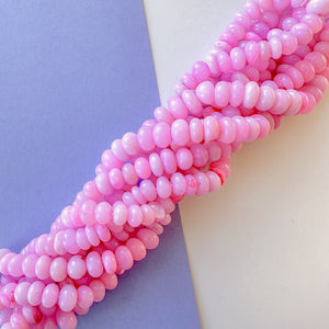 8mm Smooth Cotton Candy Pink Dyed Opal Rondelle Strand