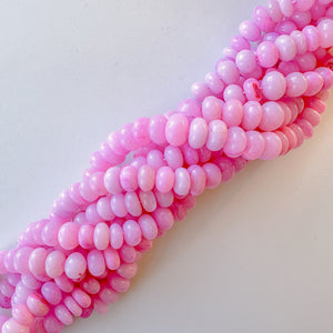 8mm Smooth Cotton Candy Pink Dyed Opal Rondelle Strand