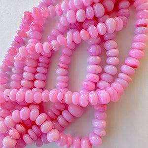 8mm Smooth Cotton Candy Pink Dyed Opal Rondelle Strand