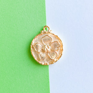 20mm Satin Gold Dogwood Medallion Charm