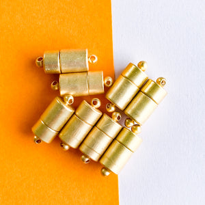 7mm Brushed Gold Cylinder Magnetic Clasp