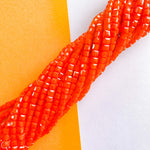 4mm Bright Orange Faceted Cube Crystal Strand