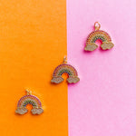 18mm Gold Pave Rainbow Charm