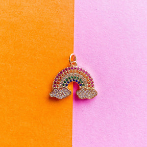 18mm Gold Pave Rainbow Charm