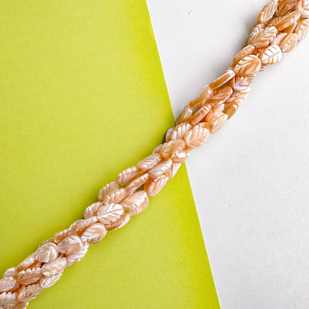 8mm Tan Mother of Pearl Leaf Strand