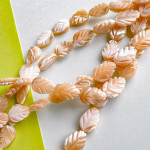 8mm Tan Mother of Pearl Leaf Strand