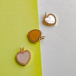 12mm Pave Gold Mother of Pearl Heart Charm