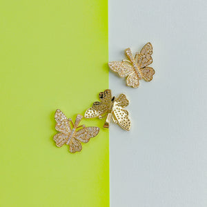 25mm Gold Plated Pave Butterfly Charm