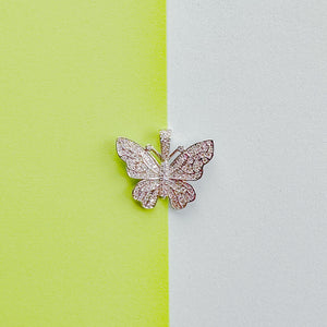 25mm Silver Plated Pave Butterfly Charm