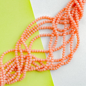 3mm Opaque Peach Faceted Crystal Rondelle Strand