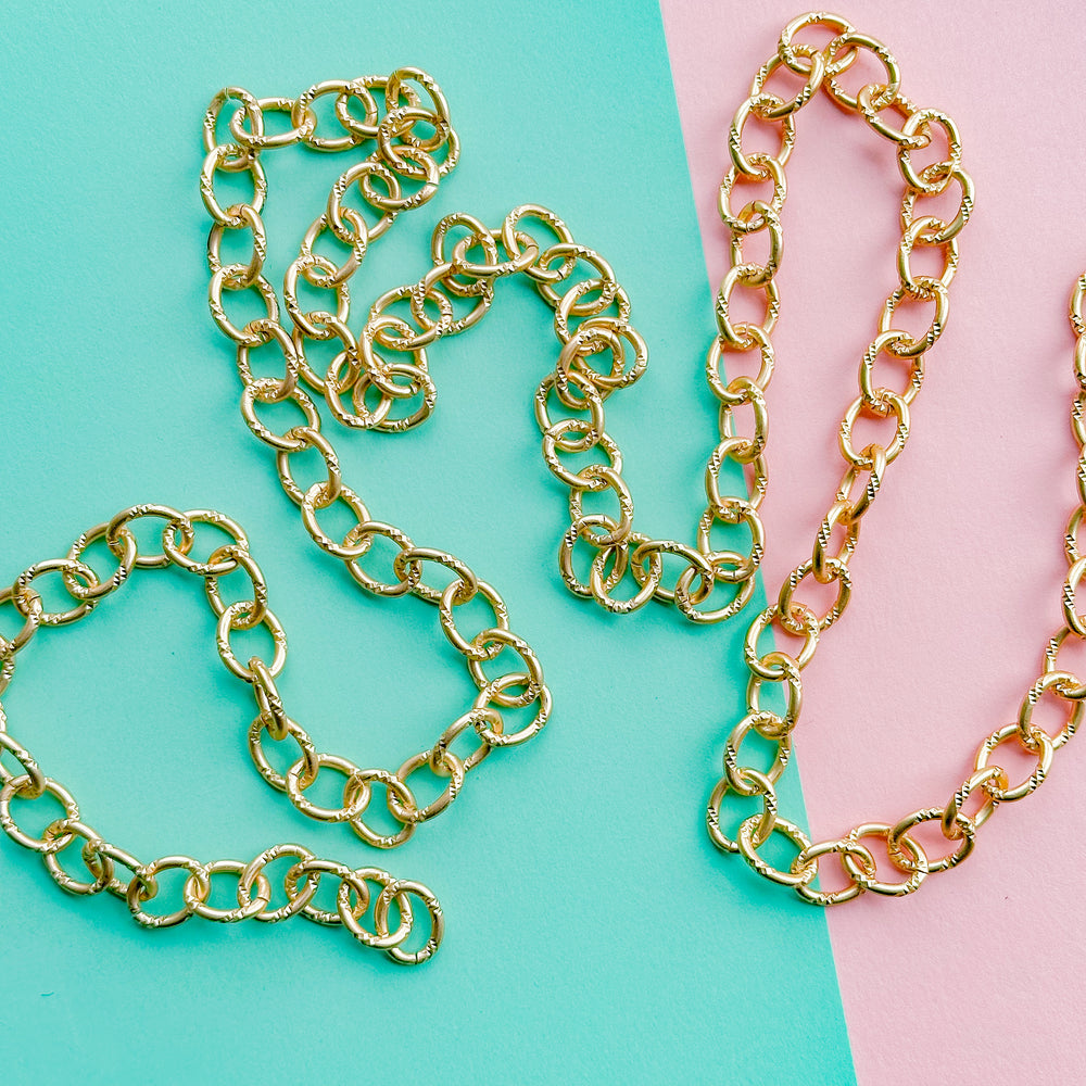 10mm Textured Matte Gold Cable Chain