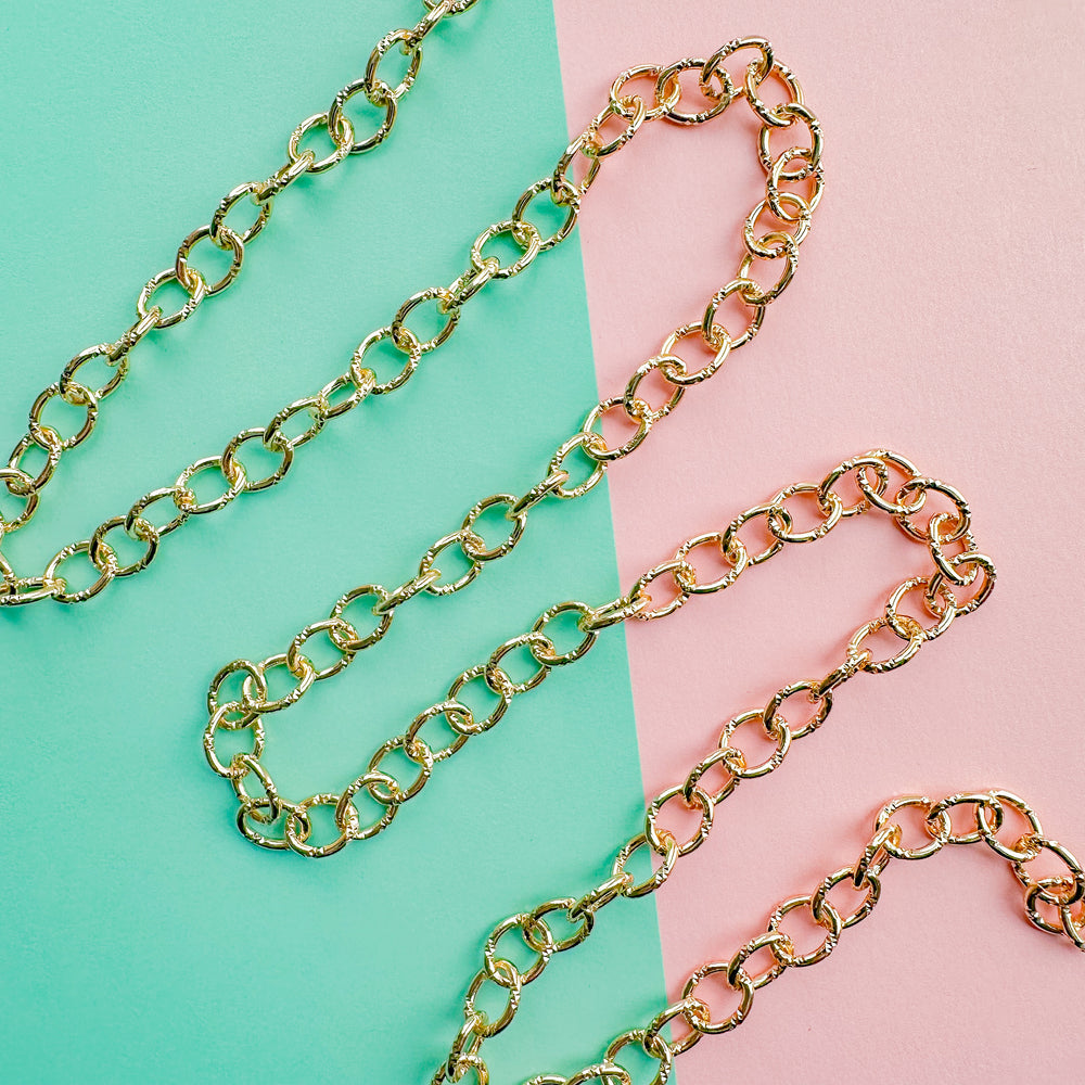 10mm Textured Shiny Gold Cable Chain