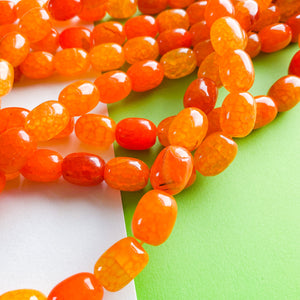 12mm Bright Orange Dyed Agate Barrel Strand