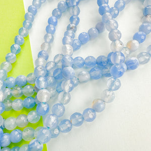 6mm Light Blue Faceted Agate Round Strand