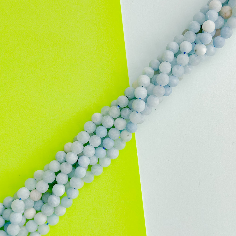 6mm Matte Aquamarine Round Strand