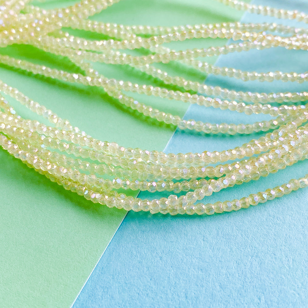 2mm Buttercream Faceted Chinese Crystal Rondelle Strand