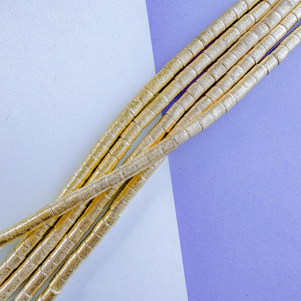 6mm Brushed Gold Barrel Strand