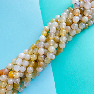 12mm Faceted Limoncello Yellow Agate Rounds Strand