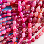 10mm Raspberry Pink Smooth Dyed Agate Barrel Strand