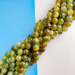 14mm Faceted Kelp Crackle Agate Rounds Strand