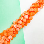 14mm Neon Orange Mother of Pearl Heart Strand