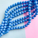 8mm Smooth Blue Dyed Calcite Rounds Strand