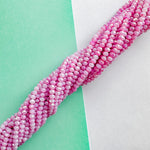 4mm Pink Swirl Diamond Crystal Rondelle Strand