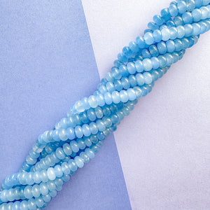 8mm Parisian Blue Smooth Dyed Jade Rondelle Strand