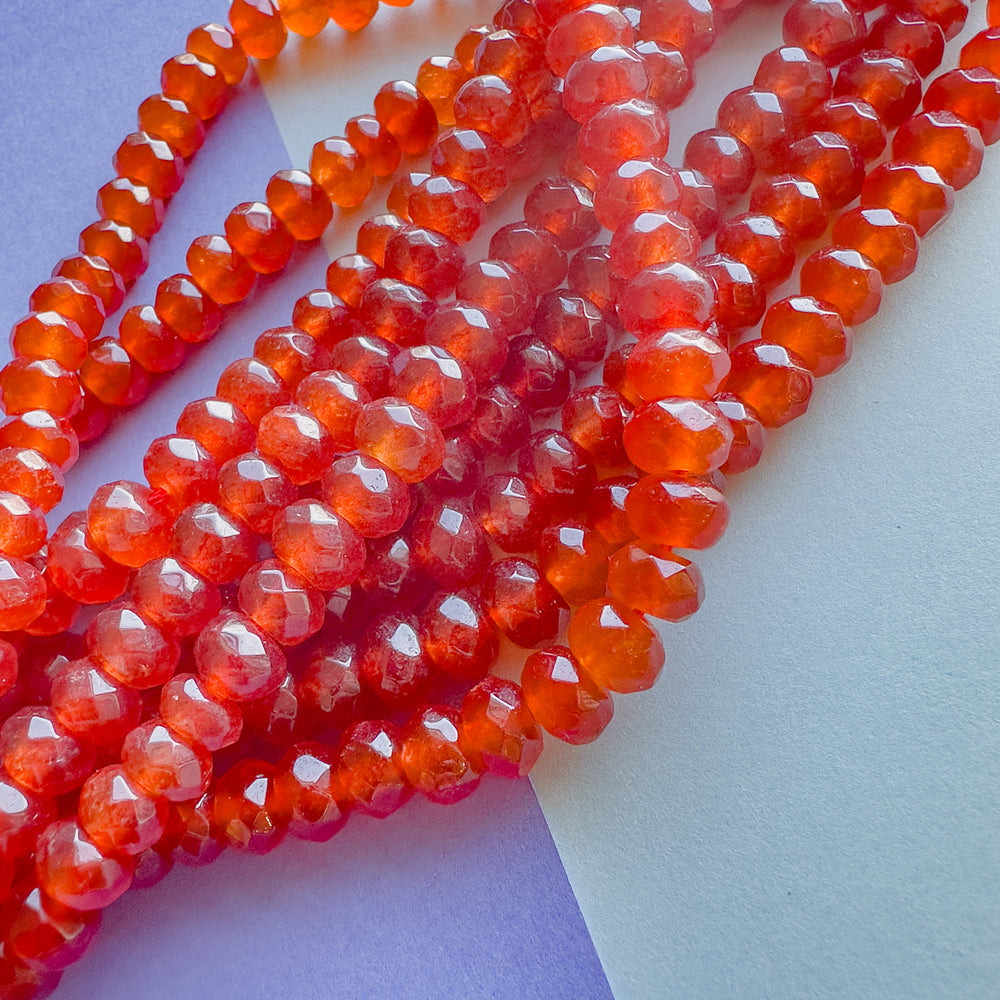 8mm Dyed Carnelian Agate Rondelle Strand