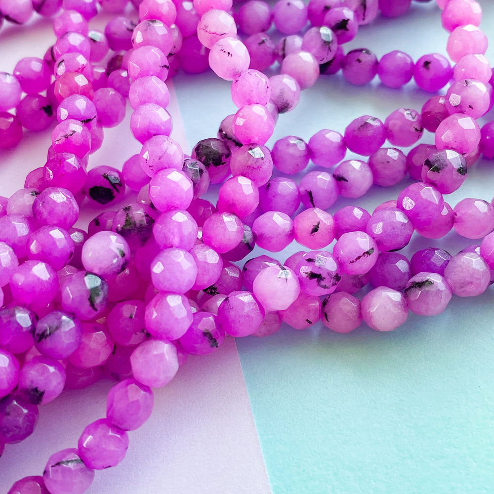 6mm Magenta Faceted  Agate Round Strand