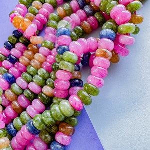 8mm Jewel Candy Smooth Dyed Jade Rondelle Strand