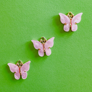 18mm Pink Pearl Resin Butterfly Charm