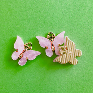 18mm Pink Pearl Resin Butterfly Charm