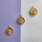 18mm Gold Plated Crystal Coin Teardrop Charm