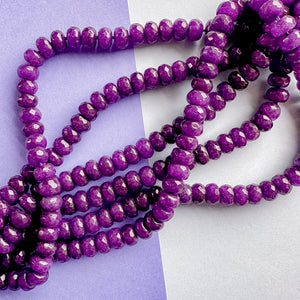 8mm Dark Purple Dyed Jade Faceted Rondelle Strand