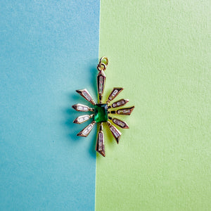 35mm Crystal Pave Emerald Green MidMod Starburst Pendant