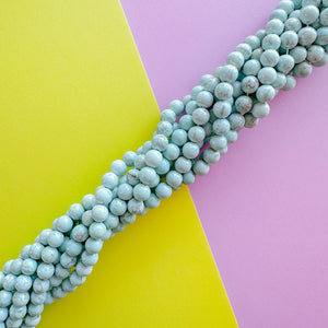 8mm Smooth Turquoise Howlite Rounds Strand