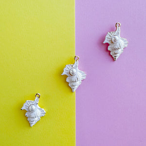 28mm Gold Plated Pearl Conch Shell Charm