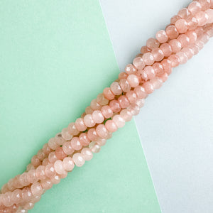 8mm Blush Dyed Jade Faceted Rondelle Strand