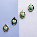 16mm Turquoise Heart Cabachon Pewter Charm - 2 pack