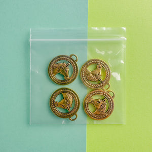 25mm Shiny Gold Horse Brass Medallion Charm - 4 Pack