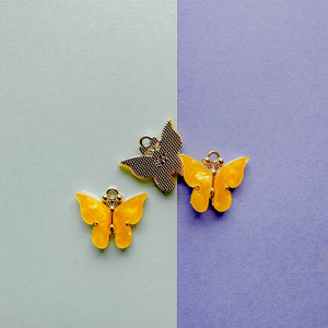 18mm Yellow Pearl Resin Butterfly Charm