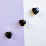 16mm Black Faceted Crystal Bezel Heart - 3 Pack