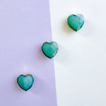 16mm Teal Faceted Crystal Bezel Heart - 3 Pack