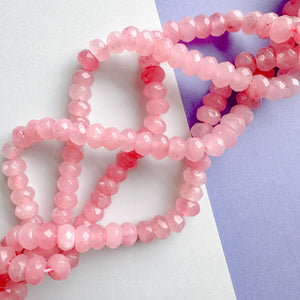 8mm Chalk Pink Dyed Jade Faceted Rondelle Strand