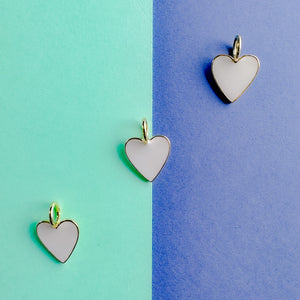 14mm White Enamel Gold Heart Pendant